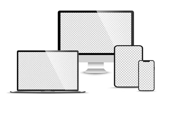 モニター ラップトップ タブレット スマートフォンの現実的なセット 株式ベクトルのイラスト — ストックベクタ