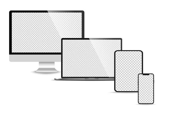 モニター ラップトップ タブレット スマートフォンの現実的なセット 株式ベクトルのイラスト — ストックベクタ