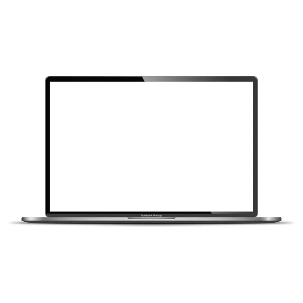 Notebook Darkgrey Realista Com Tela Transparente Isolada Laptop Polegadas Exposição — Vetor de Stock