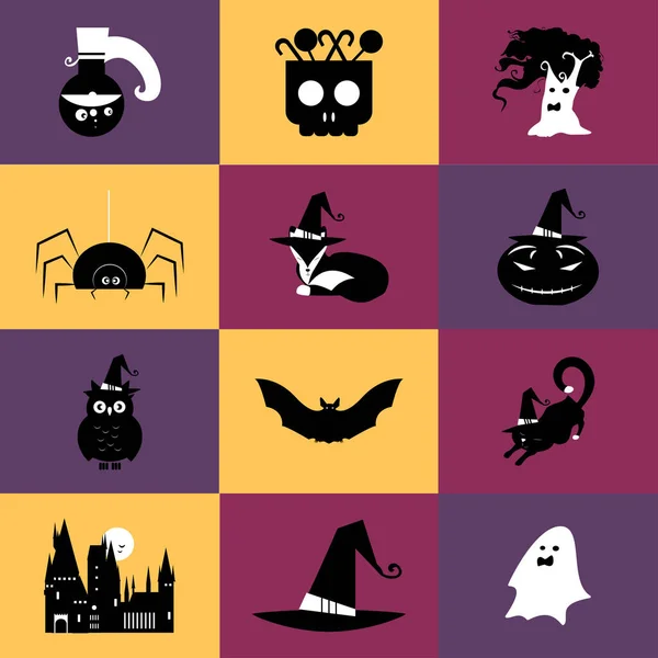Insamling av halloween element symboler och ikoner. — Stock vektor