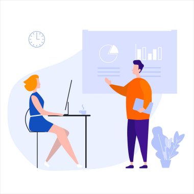 Gençler iş görüşmeleri hakkında konuşuyorlar. Grafik ve diyagramla döndür. 