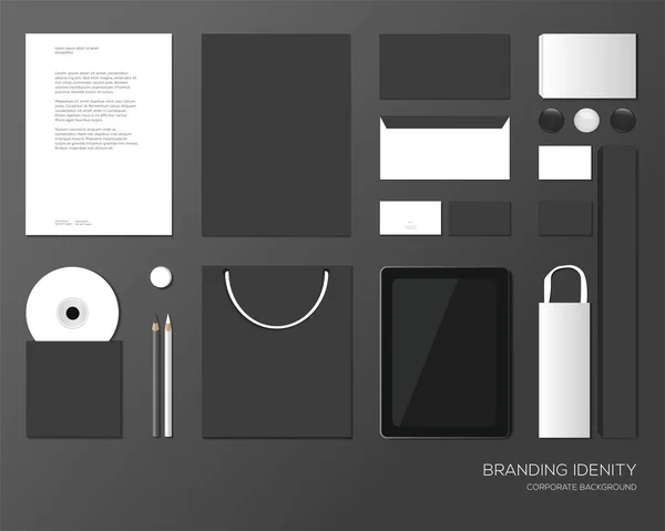 Koyu renkli kurumsal kimlik tasarımı. İş kırtasiyesi, model. 