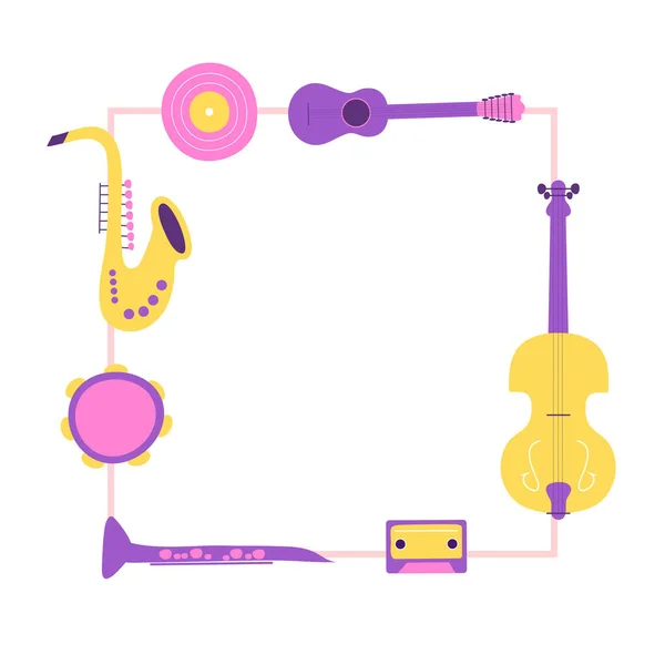 Instrumentos musicales. Concepto de diseño de banners. Fondo colorido. Ilustración plana moderna - versión raster. — Foto de Stock