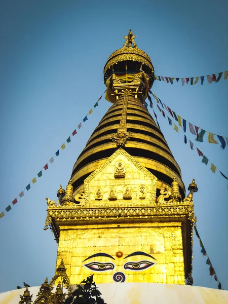 Dettaglio Del Tempio Swayambhunath Kathmandu Nepal Grande Complesso Religioso — Foto Stock