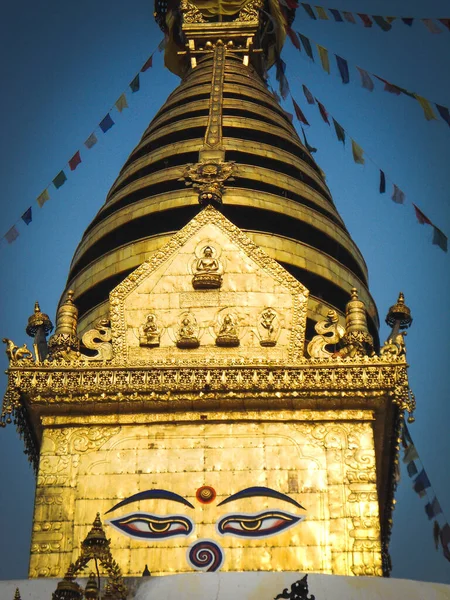 Dettaglio Del Tempio Swayambhunath Kathmandu Nepal Grande Complesso Religioso — Foto Stock