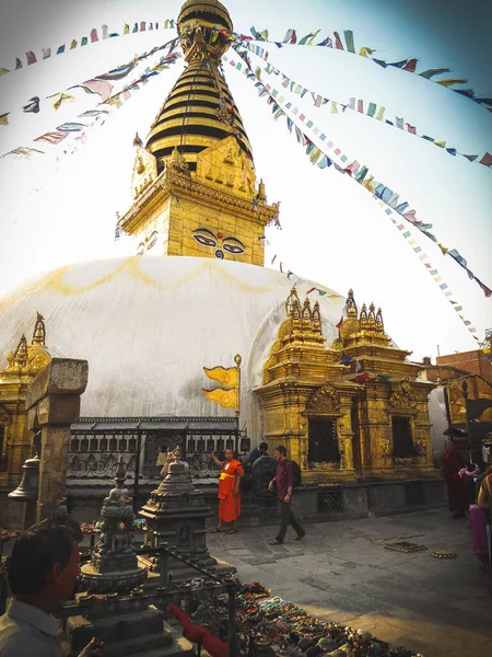 Complesso Religioso Swayambhunath Con Stupa Immagine Buddha Nepal Kathmandu — Foto Stock