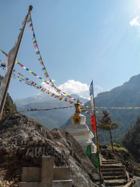 Nepal 'deki Everest Ana Kampı' nın muhteşem manzarası.