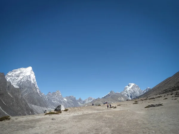 Grupo Trekkers Everest Base Camp Trek Bela Vista Espaço Cópia — Fotografia de Stock