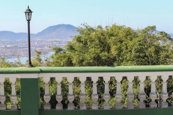 Beautiful Old Post Lamp Top Mont Serrat Santos Brazil Wall — Stock Photo, Image