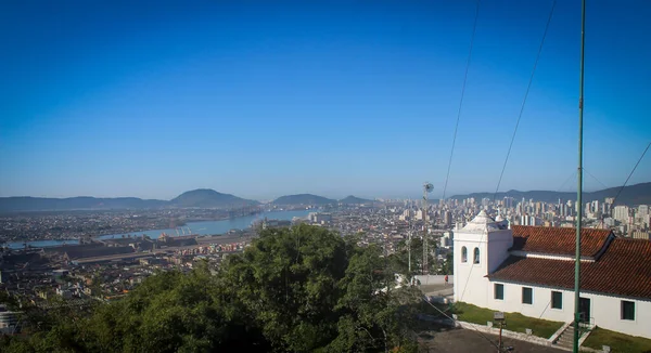 Panoramatický Výhled Přístav Santos Brazílii Pátý Největší Světě Vrchol Monte — Stock fotografie
