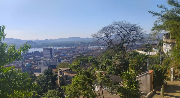 Vue Centre Ville Santos Avec Cathédrale Paysage Tropical — Photo