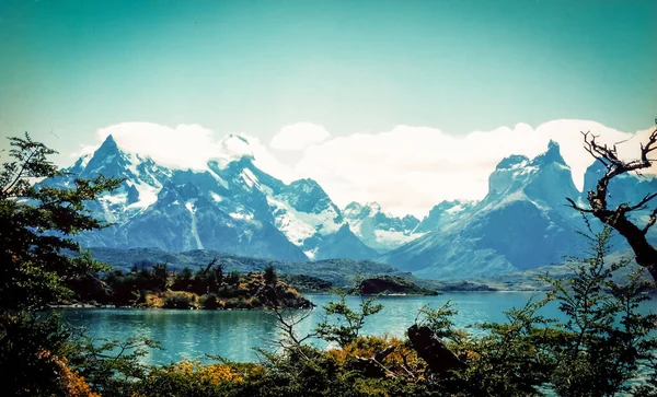 Erstaunliche Landschaft Bei Torres Del Paine Nationalpark Chile Kleines Haus — Stockfoto