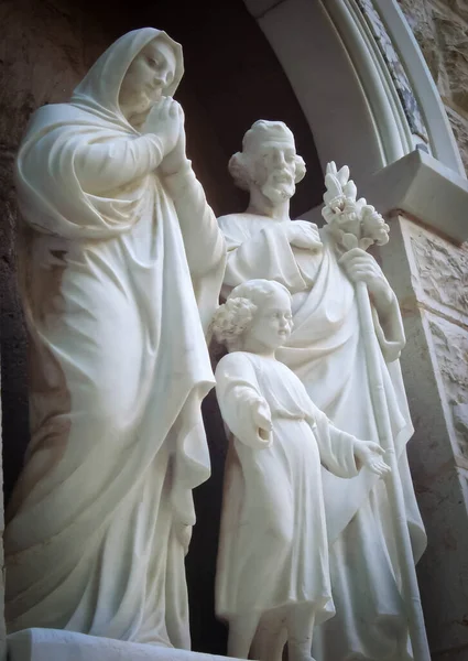 Sculpture of the holy family at the entrance of church of Saint Joseph in Nazareth, Israel