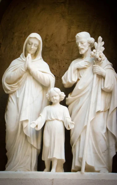 Skulptur Der Heiligen Familie Eingang Der Kirche Josef Nazareth Israel Stockbild