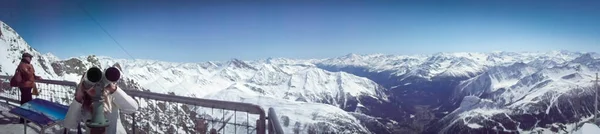 Vista Panorâmica Dos Alpes Italianos Com Cidade Courmayer Fundo Vale — Fotografia de Stock