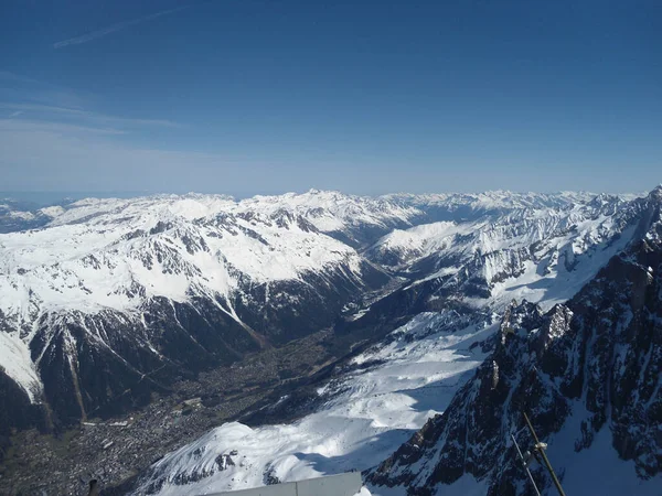 Chamonix Údolí Pohled Aguille Mid 842M Vysoké Francie — Stock fotografie
