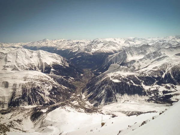 Belle Vue Aérienne Courmayer Dans Une Journée Hiver Avec Ciel — Photo