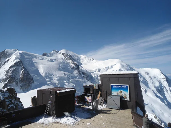 Aguille Midi 842M Hig Maciço Mont Blanc Dos Alpes Franceses — Fotografia de Stock