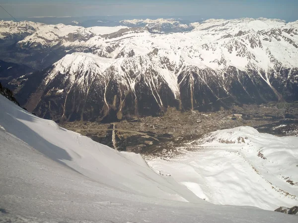 Chamonix Valley Sett Utifrån Aguille Mid 842M Hög Frankrike — Stockfoto