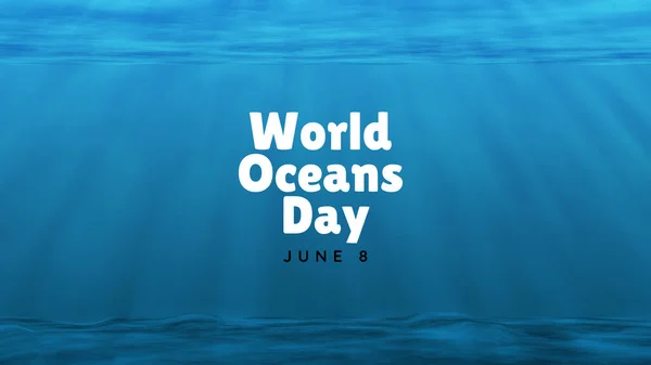 Poster Banner Card Illustration World Oceans Day Text 보호에 자연을 — 스톡 사진