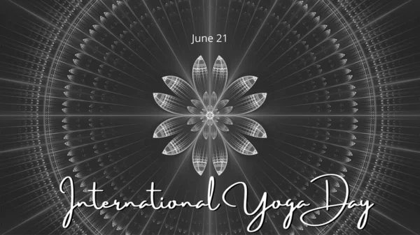 Svart Och Vit Mandala Med Texten International Yoga Day Juni — Stockfoto