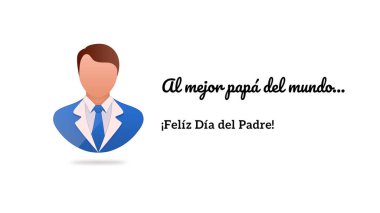 Mutlu Babalar Günü beyaz kartı, afiş, poster ya da tebrik kartı. Dünyanın en iyi babasına içelim! İspanyolca yazılmış Babalar Günün kutlu olsun. Babalık ve hediye kavramı. Özel tatiller. Boşluğu kopyala.