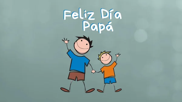 Tarjeta Felicitación Para Día Del Padre Fondo Verde Con Dibujo —  Fotos de Stock