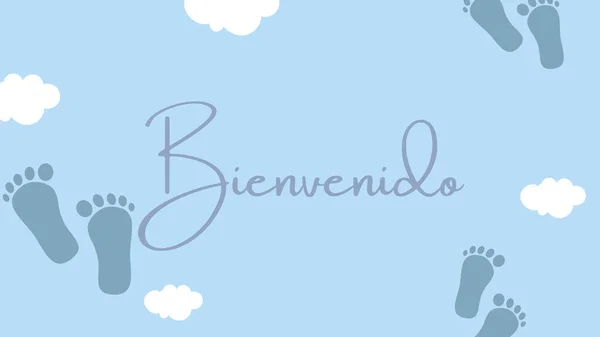 Illustration Banner Design Card Text Welcome Written Spanish Light Blue — Stock Photo, Image