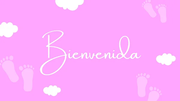 Illustration Banner Design Card Text Welcome Written Spanish Pink Colors — Stock Photo, Image
