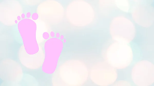 设计或卡片与粉红颜色的脚镣的图纸 适用于新生儿 婴儿淋浴和儿童生日 复制空间 — 图库照片