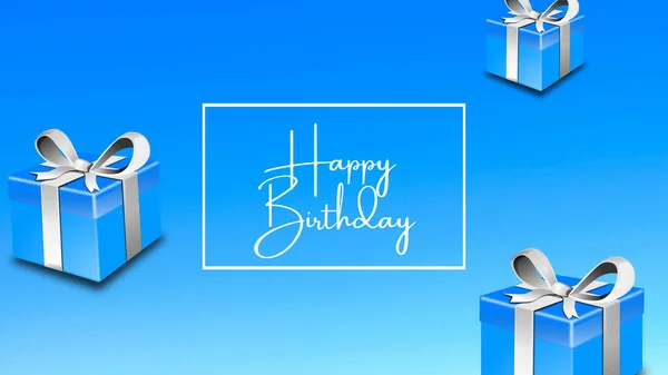 Illustration Text Happy Birthday Design Poster Template Background Birthday Blue — Stock Photo, Image