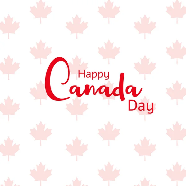 Banner, card, design or poster with the text Happy Canada Day. Related to Canada National day, independence. July 1. White background with red maple leaves. Copy space.