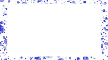 Suluboya soyut arkaplan çerçevesi mavi ve beyaz renklerde. Artistik fon. Modern çerçeve. Renkli ve dekoratif çizimler. El yapımı suluboya efekti. Kabarcık boyası.