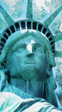 Özgürlük Anıtı 'nın suluboya çizimi. Sanatsal duvar kağıdı, arkaplan veya arkaplan.