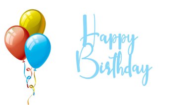 Doğum günün kutlu olsun mesajıyla illüstrasyon. Renkli tasarım, poster, şablon ya da doğum günü için arka plan. Kutlama için tebrik kartı. Boşluğu kopyala.