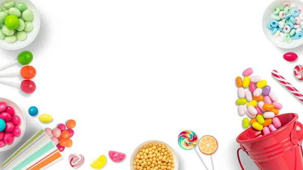 Lutscher Und Bonbons Bunte Süßigkeiten Festliche Dekoration Bunte Bonbons Auf — Stockfoto
