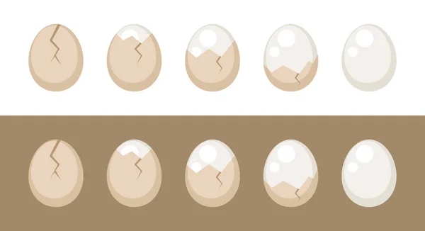 Очистить Твердое Сваренное Яйцо Шаги Векторной Иллюстрации Инфографический Набор — стоковый вектор