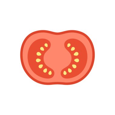 Olgunlaşmış kırmızı domates dilimi basit vektör resmetme tasarımı