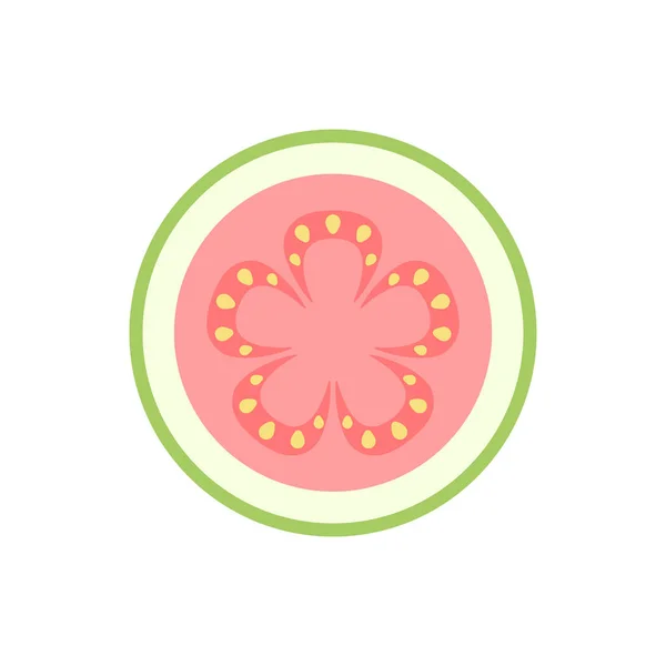 Różowy Guava Plasterek Prosty Wektor Ikona Ilustracja Projekt — Wektor stockowy