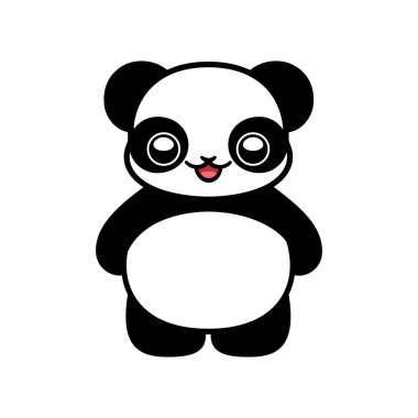 Sevimli mutlu çizgi film panda karakter vektör çizimi