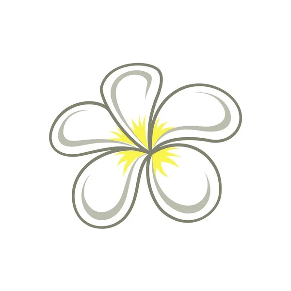 White flower with yellow center simple flat cartoon vector illustration