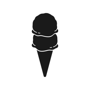 Duble kepçe dondurma külahta. Basit düz vektör gösterimi.