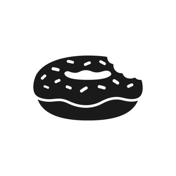 Donut Com Mordida Com Polvilhas Silhueta Superior Ilustração Simples Ícone — Vetor de Stock