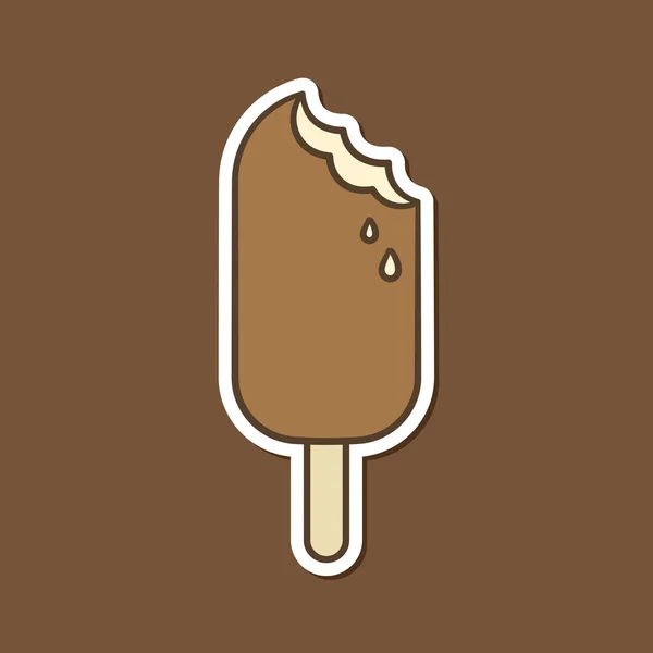 Шоколад Ванильное Мороженое Укус Патч Стикер Дизайн Простая Плоская Милая — стоковый вектор