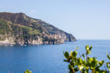 Manarola 'nın Corniglia, Cinque Terre, İtalya manzarası