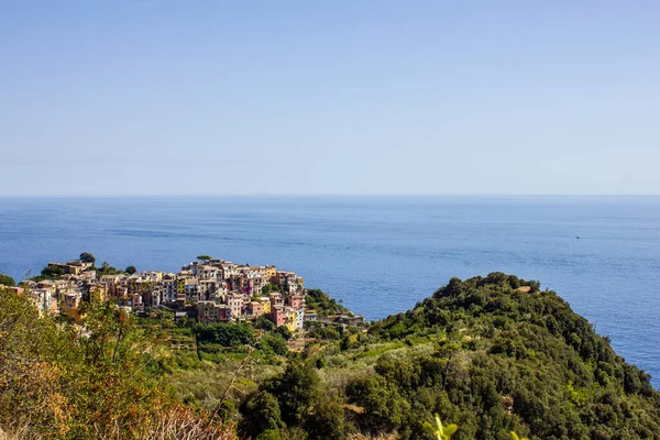 Utsikt Över Corniglia Från Vandringsleder Till Vernazza Cinque Terre Italien — Stockfoto