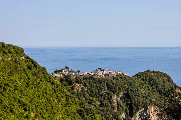 Utsikt Över Corniglia Från Vandringsleder Till Vernazza Cinque Terre — Stockfoto