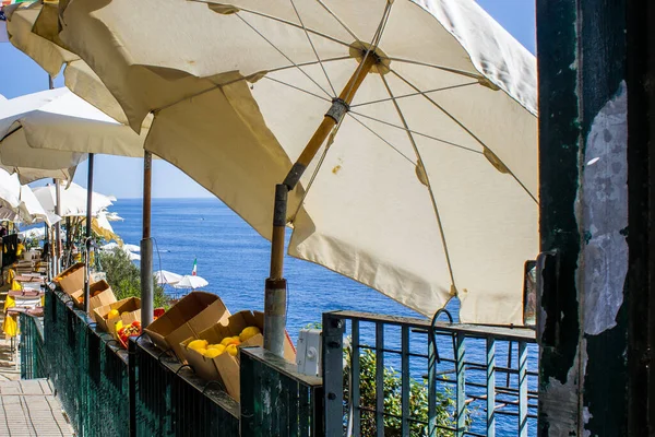 Vernazza, İtalya - 8 Temmuz 2017: La Torre Bar Restoranına Giriş, Cinque Terre