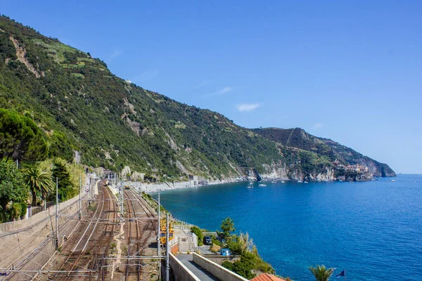 Corniglia Italien Juli 2017 Utsikt Över Corniglia Tågstation Solig Dag — Stockfoto