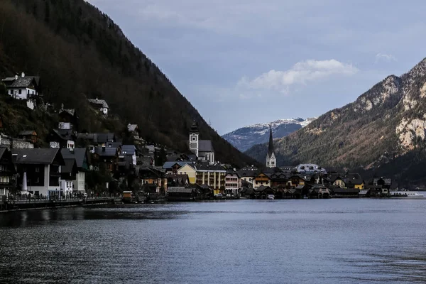 Blick Auf Hallstätter See Und Dorf Österreich — Stockfoto